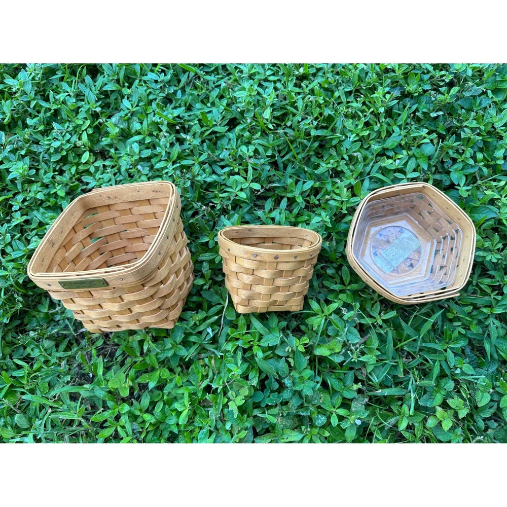Longaberger Baskets Set of 3 Success Start Hexagon Handwoven Wood Dresden Ohio